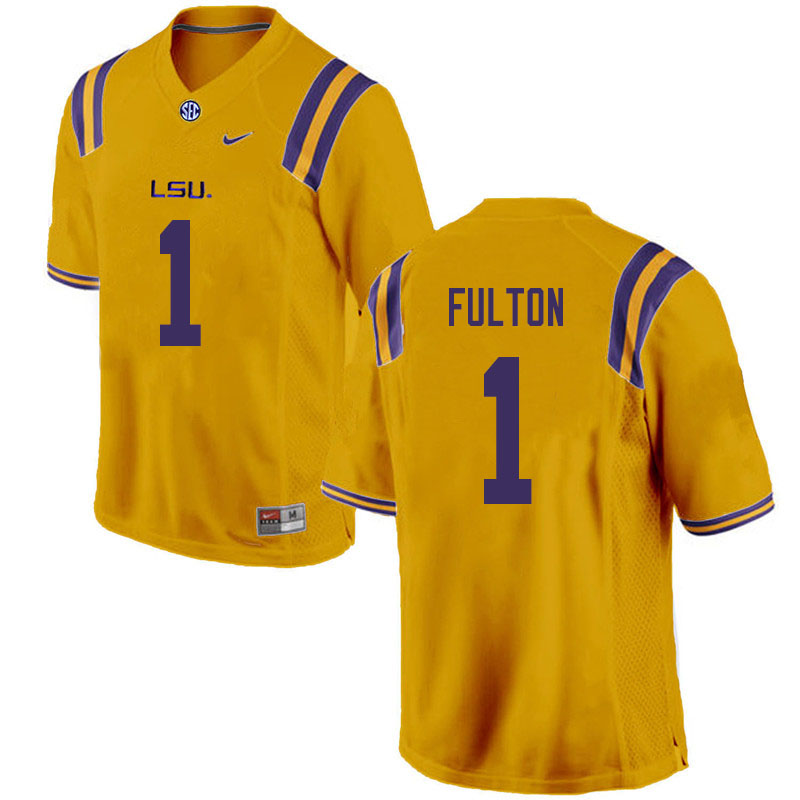 Men #1 Kristian Fulton LSU Tigers College Football Jerseys Sale-Gold